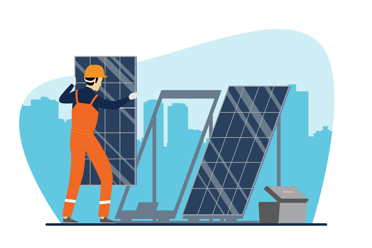 Illustration of Solar Worker